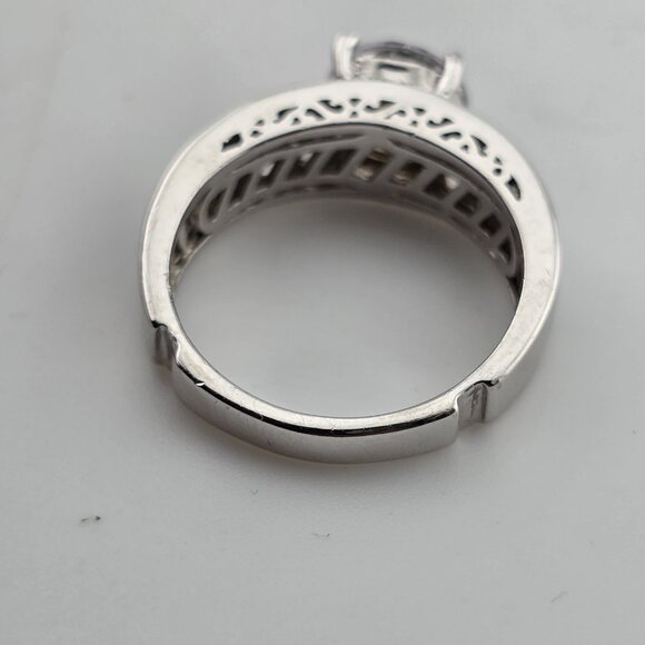 Sterling Silver Cubic Zirconia Engagement Wedding Ring 7 Solitaire Style 925 - Picture 13 of 14